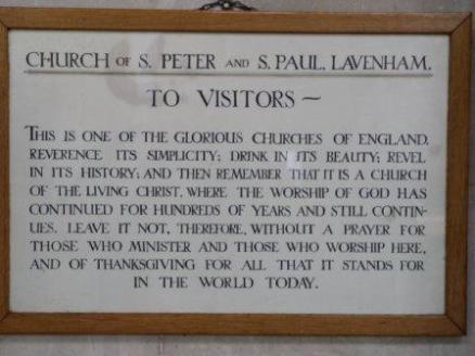 St Peter and St Paul, Lavenham, request for prayer
